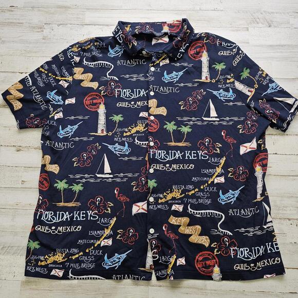 Hart Schaffner Marx Florida Keys Gulf of Mexico Tropical Cruise AOP XXL Shirt - Picture 1 of 6